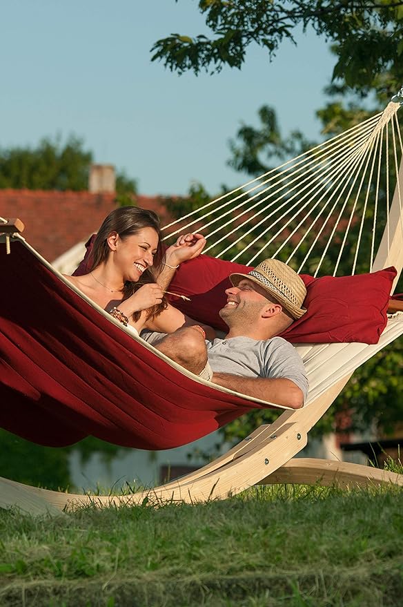 LA SIESTA Alabama Red Pepper - Quilted Spreader Bar Hammock Size King
