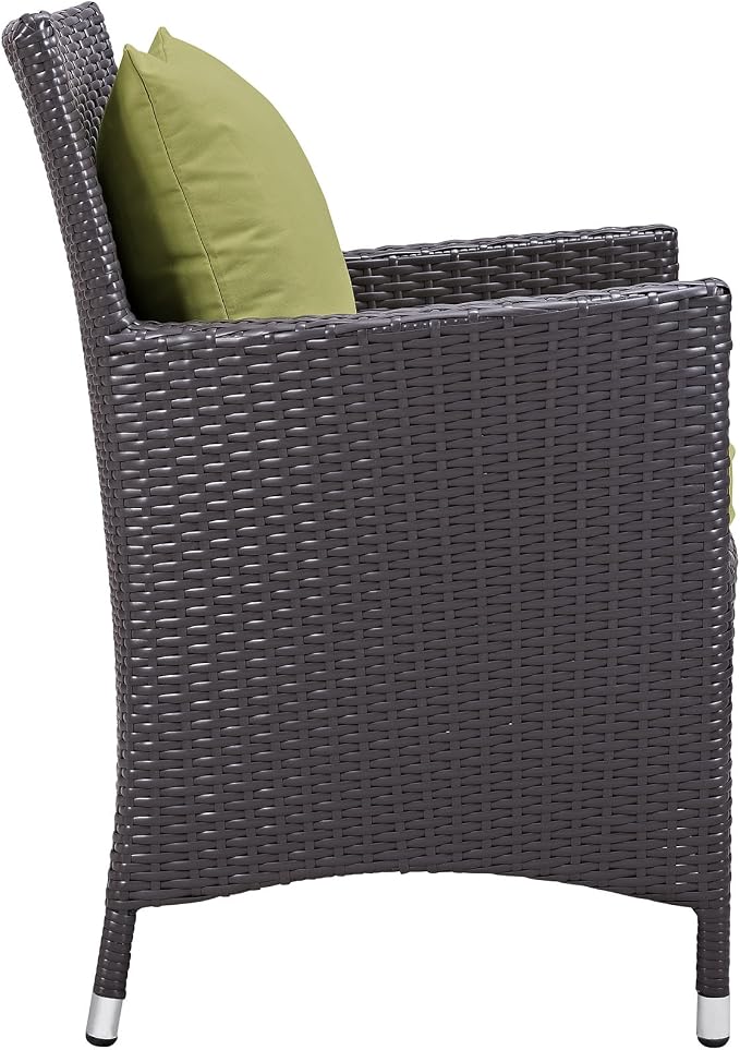Modway Convene Wicker Rattan Outdoor Patio Dining Armchair With Cushion in Espresso Peridot