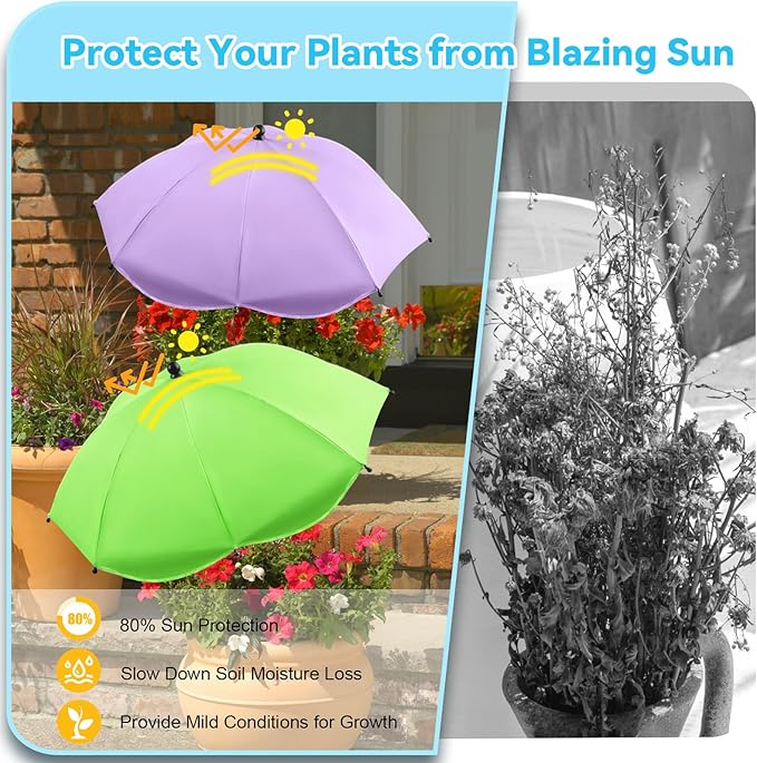 Plant Umbrellas for Outdoor Plants, 26" Larger Plant Shade for Potted Plants and Garden Beds, 40" Adjustable Angle Sun Protection Shade Cover Garden Umbrella for Plants, Flowers, Vegetables