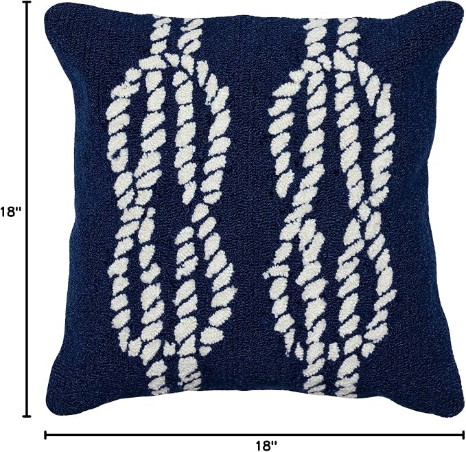 Liora Manne Frontporch Indoor/Outdoor Pillow, 18" Square, Ropes Navy