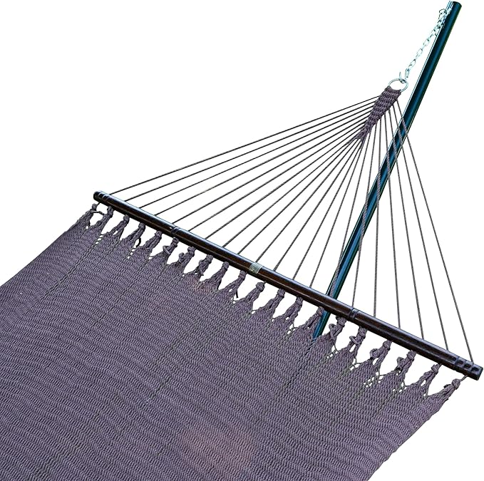 Algoma Net Company Caribbean Rope Spreader Bar Hammock with Steel Stand, Brown/Green