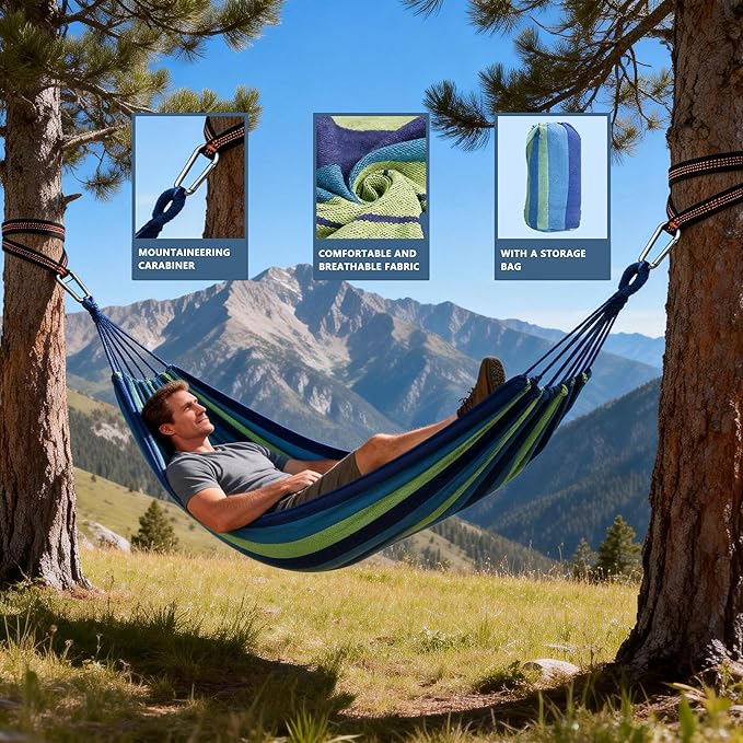 Outdoor Amacas Garden Camping Hammock,Hammock Portable with Carrying Bag for Patio Yard Garden Backyard Porch Travel ﻿