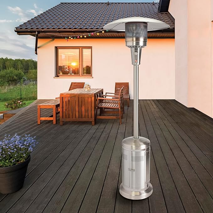 Cuisinart COH-300 Propane Push Start Ignition, 47,000 BTU Burner, Heats up to 200 sq. ft, 32" (L) x 85" (H), Stainless Steel Outdoor Patio Heater