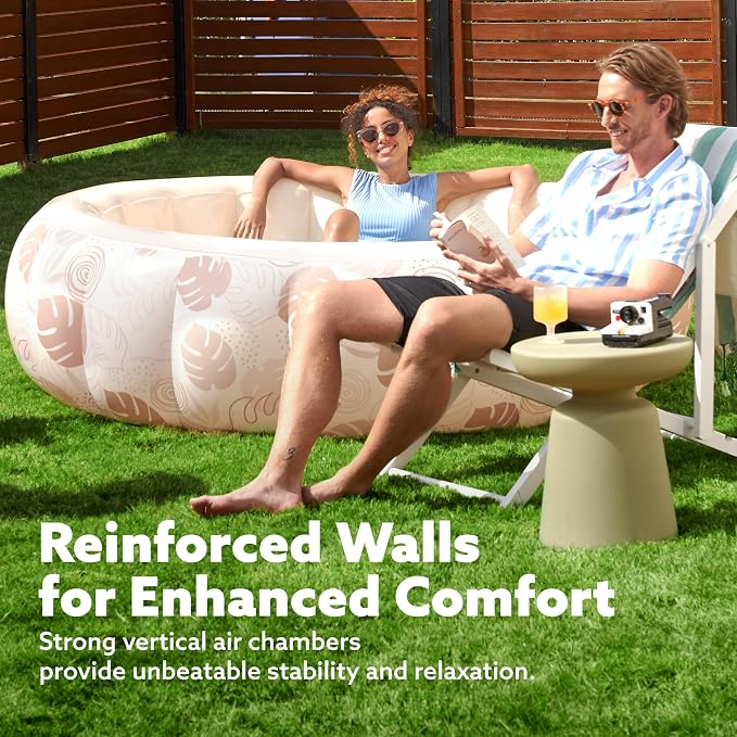 SLOOSH Inflatable Swimming Pool,5.5ft x 20 Inch Full-Sized Blow Up Durable Thickened Luxury Above Ground Family Pool with Comfortable Backrest for Summer Water Party Backyard Garden Lawn, Sandy