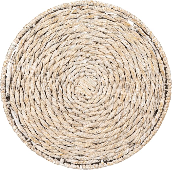 Bloomingville Hand-Woven Water Hyacinth Table, Whitewashed