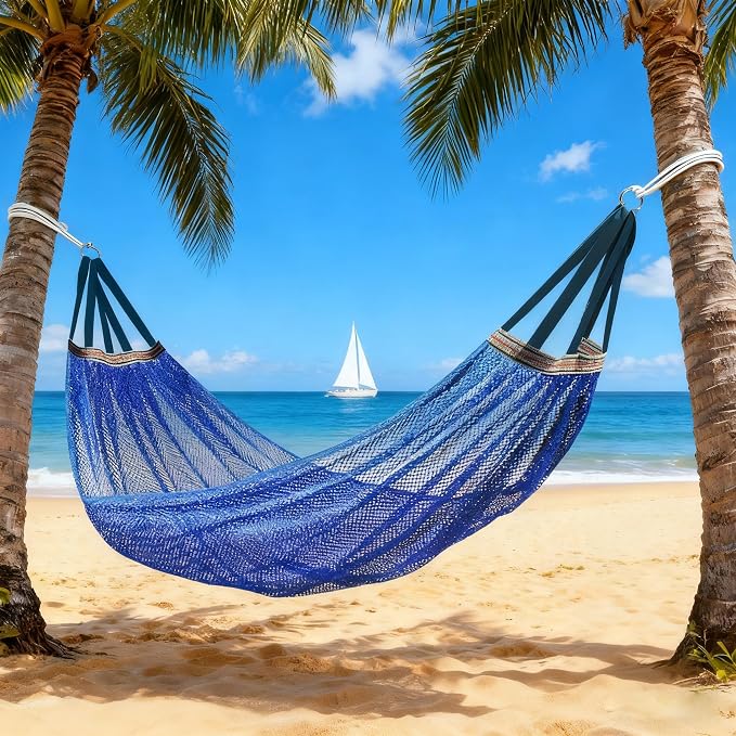 Outdoor Hammock, Load Bearing Camping Hammock, Travel Hammock with Storage Bag for Garden Beach Yard Travel (Blue)