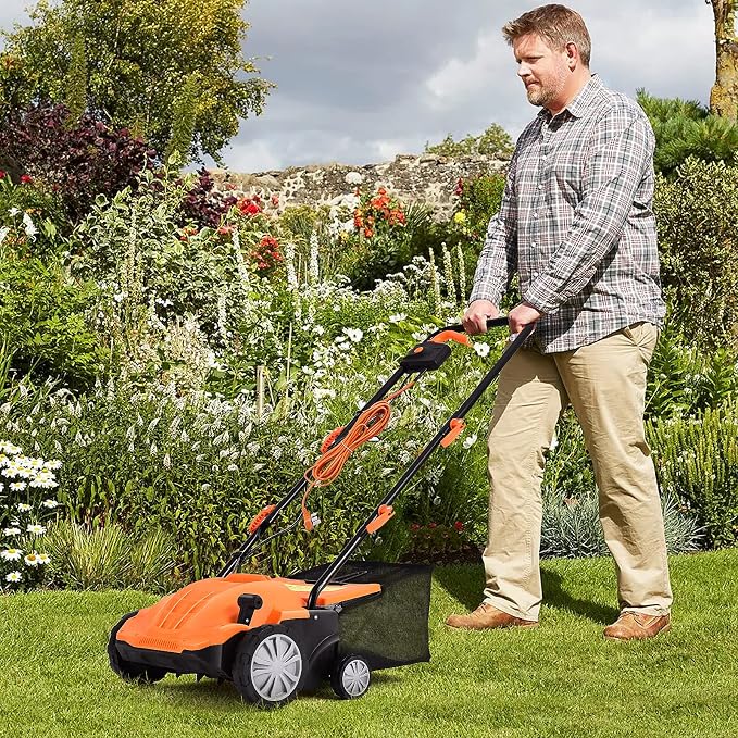 Goplus 2-in-1 Lawn Dethatcher and Scarifier, 3 Level Depth Adjustable Weeder w/ 11 Gallon Collection Bag & 2 Removable Blades, 13-Inch 12 Amp Corded Electric Scarifier for Garden & Yard