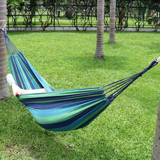 Ruilogod Single/Double Hammock Portable Swing Hanging Bed for Backyard, Park, Outdoor and Indoor Use, Free Carrying Bag Included Blue 200cm x 100cm Combo A (id: 50a 727 610 d15 1ba