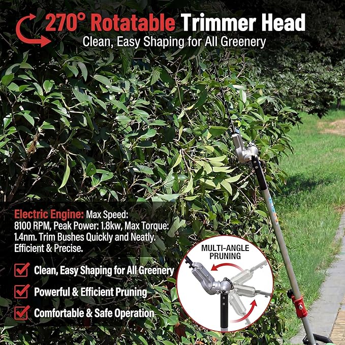 60.8V 12Ah Weed Wacker & Brush Cutter Kit Electric Grass Trimmer Edger Pruning Shears Chainsaw Long Runtime Lithium Battery Multi-Tool Set with Charger for Yard & Garden