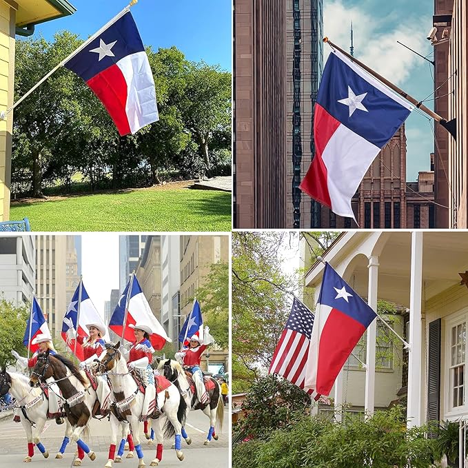 Texas State Flag 2x3 Feet - Embroidered Sewn Heavy Duty 210D Oxford TX State Flags 4 Rows Hemming State of Texas Flags with 2 Brass Grommets for Indoor Outdoor