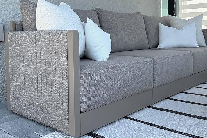 PURPLE LEAF 8 Pieces Patio Conversation Sets with Cushions and Pillows All Weather Outdoor Couch Sectional Set Patio Conversation Set for Garden Poolside Backyard Beige