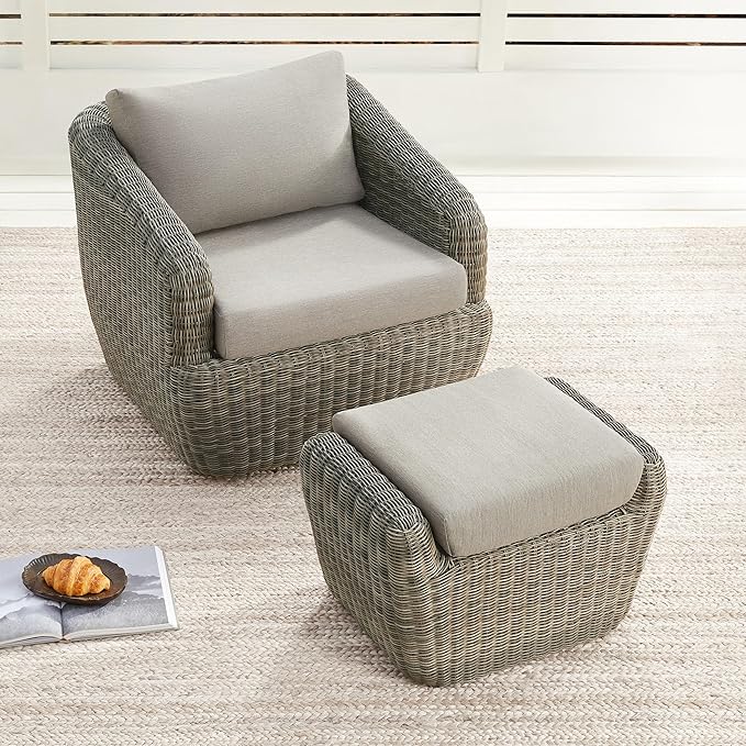 CHITA 7 Pieces Patio Wicker Furniture Set, Outdoor Rattan Bistro Set with Removable Thickened Cushions, Fully Assembled