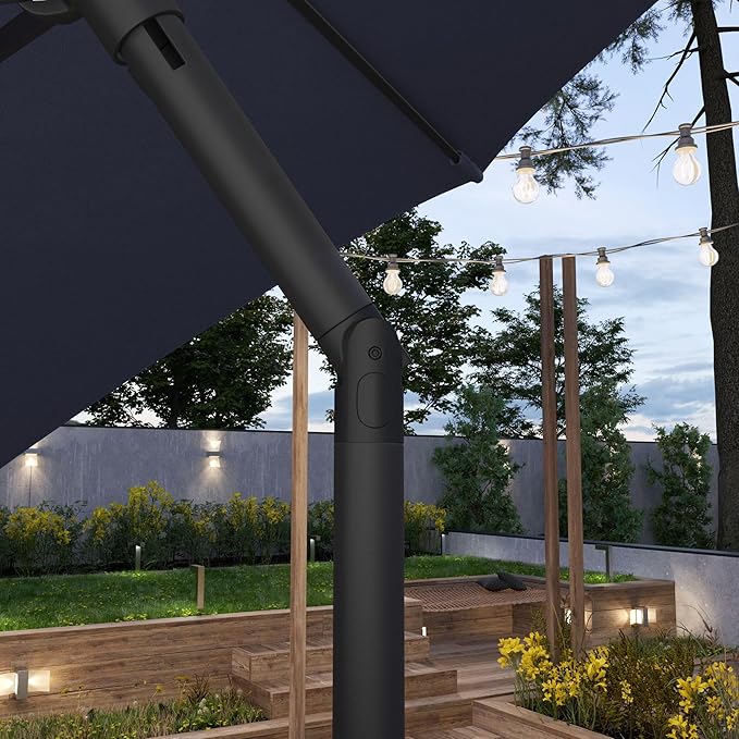 Sunline 7.5 ft Patio Umbrella with Crank & Push Button Tilt, Outdoor Market Umbrella with UV Protection & Wind Vent, Metal Frame for Deck, Pool & Table, Navy Blue