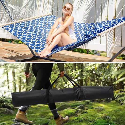 SUNCREAT Two Person Hammock with Stand and Extra Large Pillow, Portable Freestanding Hammock and Stand, Waterproof Storage Bag