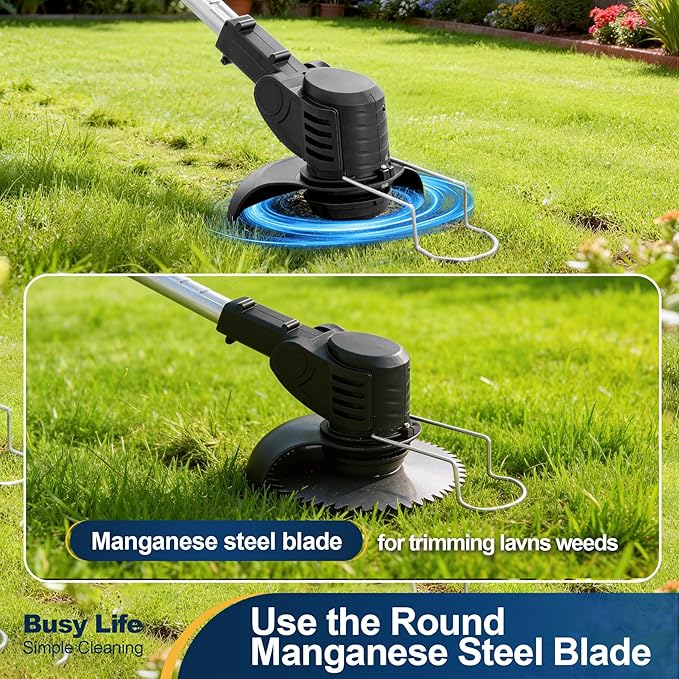 Yocada Cordless String Trimmer 2 in 1 Weed &Edge Trimmer Electric Grass Wacker 47" Telescopic Pole with Handle&Wheel for Garden Yard Lawn(2 * 21V Battery&1*Charger)