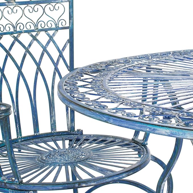 Safavieh PAT5003C Outdoor Collection Thessaly Victorian Antique Blue 5-Piece Set Dining