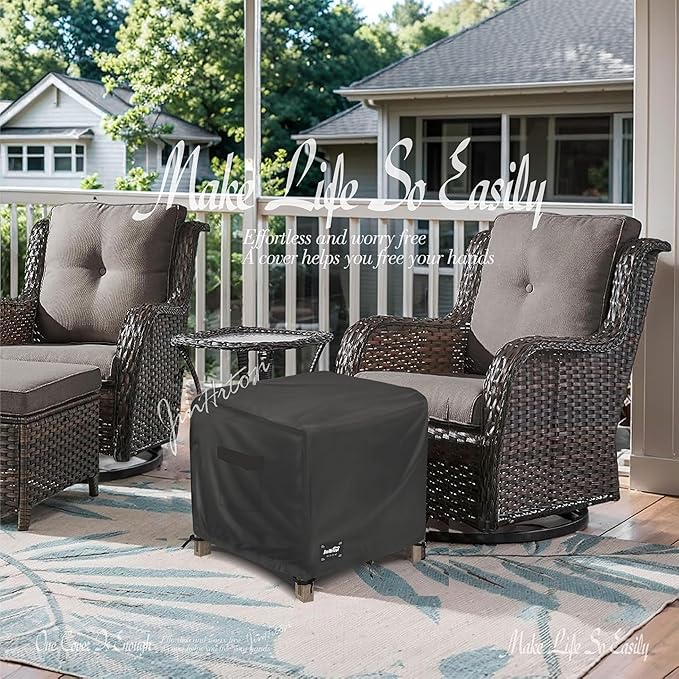 JinHrtoyi Patio Square Table Cover,40Wx40Dx23H Inches 100% Waterproof Heavy Duty Outdoor Coffee Table Cover,Black Minimalism Style Outdoor Furniture Covers