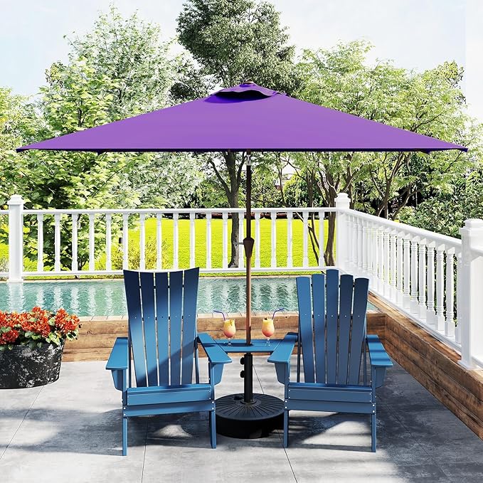 GREENVINES 6.5X10 FT Rectangular-Patio-Umbrella | Outdoor-Table-Umbrellas | 6 Sturdy Steel Ribs | Push Button Tilt & Crank | Waterproof | Market Umbrella | for Pool Backyard Garden Deck | Purple