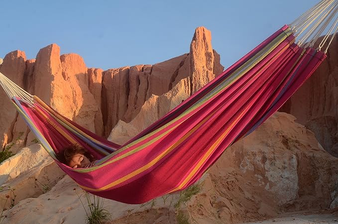 BYER OF MAINE Barbados Hammock, Authentic Brazilian, Sorbet, Recycled Cotton/Polyester Blend, 134" L x 58" W, Holds up to 330lbs