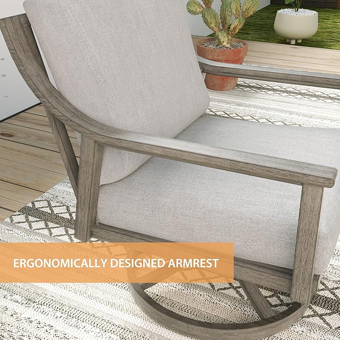 HAPPATIO 4-Piece Outdoor Patio Furniture Set for 5, Aluminum Outdoor Conversation Set Includes 1 Three-Seater Sofa, 2 Swivel Chairs, and 1 Coffee Table, Perfect for Porch, Deck, Garden, (Grey)