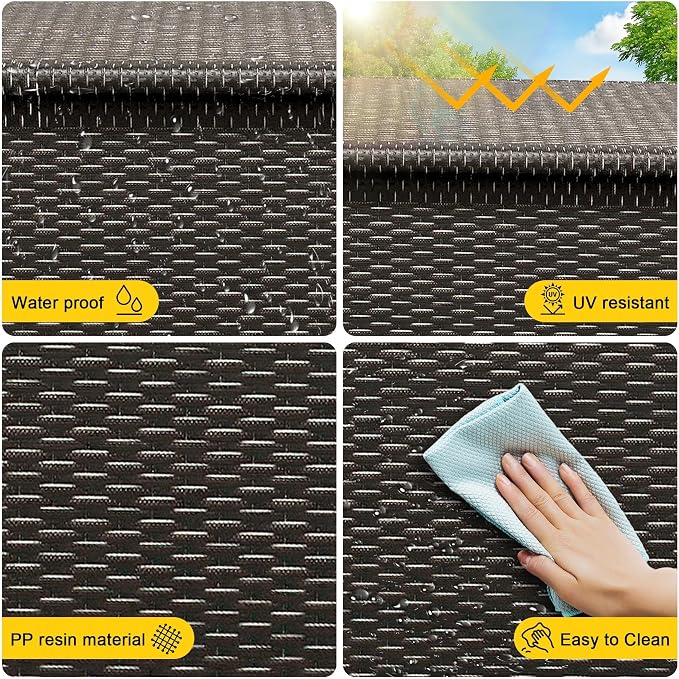 Litake Extra Large 185 Gallon Outdoor PE Rattan Deck Storage Box – Waterproof All-Weather Patio Chest – Heavy-Duty Steel Frame – Organizer for Cushions, Garden Tools, Pool Toys – Brown