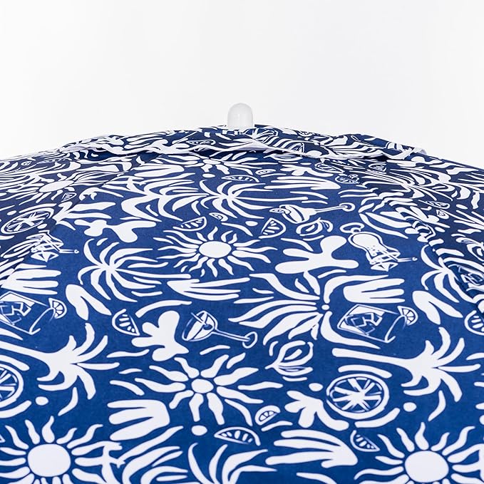 Business & Pleasure Co. Margaritaville Manana Umbrella - 6.5' Beach Umbrella Sand Anchor, 7' Tall Telescopic Aluminum Pole, UPF 50+