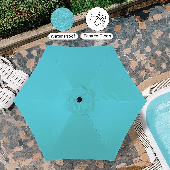 Simple Deluxe 2 Pack 7.5' Patio Umbrella Outdoor Table Market Yard Umbrella with 6 Sturdy Ribs for Backyard, Pool, Garden, Deck, Turquoise