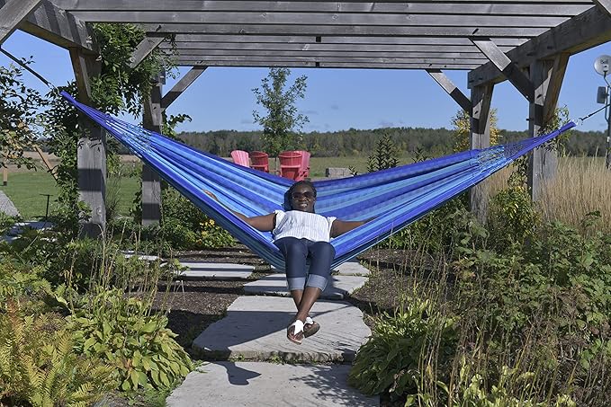 Vivere Latin Hammock Collection – Vibrant 100% Cotton Double Hammock, Supports 2 Adults - 450 lb Capacity (Laguna)