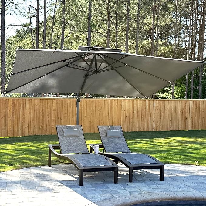 PURPLE LEAF Cantilever Umbrella 10' X 13' Outdoor Patio Rectangular Double Top Large Heavy Duty 360° Rotation Offset Umbrella for Outside Deck Backyard Garden Pool Cast Slate