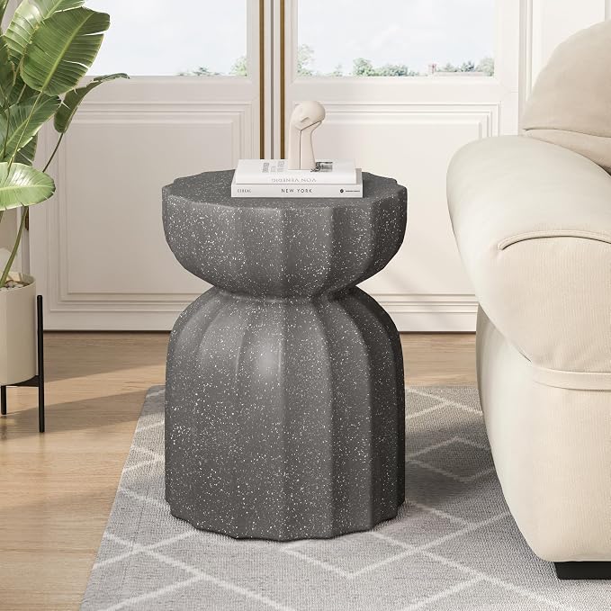13" Modern Outdoor and Indoor Waterproof Coffee Table & Side Table Set, Durable MgO Cement Design – Perfect for Patio, Garden, Backyard & Living Room (2PC)