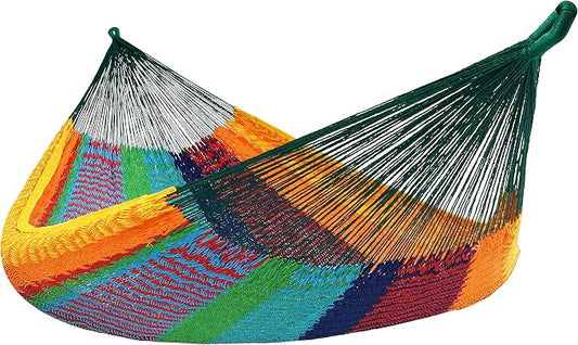 Sunnydaze Handwoven XXL Thick Cord Mayan Double Hammock for Outside - 625-Pound Capacity Heavy-Duty Outdoor Hammock - Multicolor