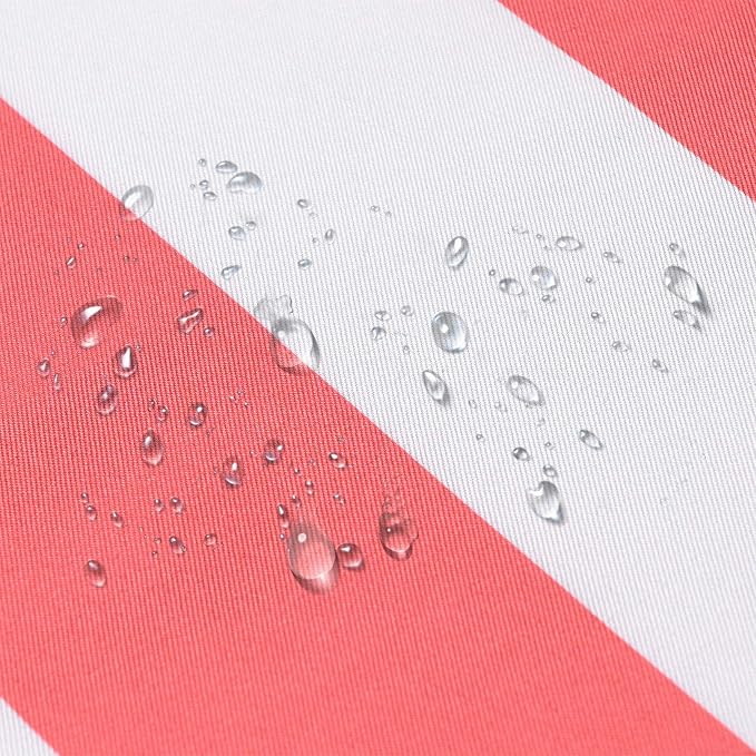 Pack of 2 Decorative Outdoor Waterproof Striped Throw Pillow Covers 20x20 | Pink,Solid, Polyester Linen Garden Farmhouse Cushion Cases for Couch Sofa Patio Tent Balcony