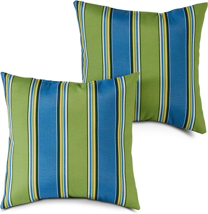 South Pine Porch Outdoor 17-inch Square Accent Pillow (Set of 2), Cayman Stripe