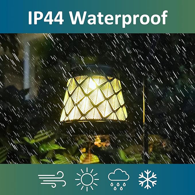 MCSSLNT Solar LED Stake Lantern with Shepherd Hook, Waterproof Solar-Powered Lighting, Decor for Gardens, Pathways & Patios