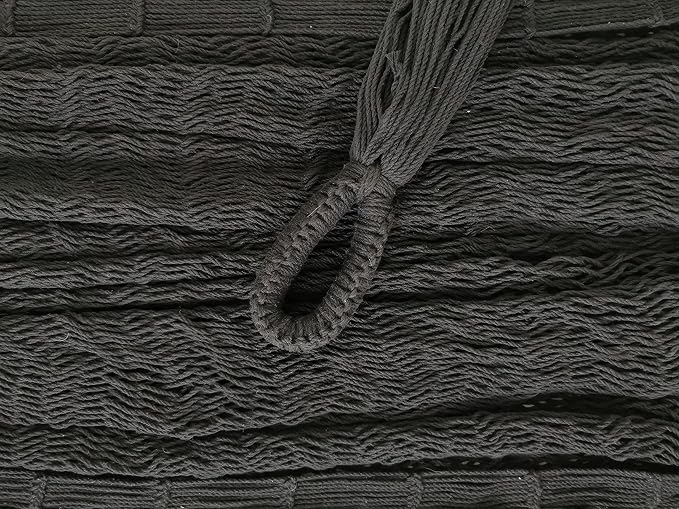 Traditional Mayan Hammock - Hammock Made with Thick Cotton Thread (Black, Medium)
