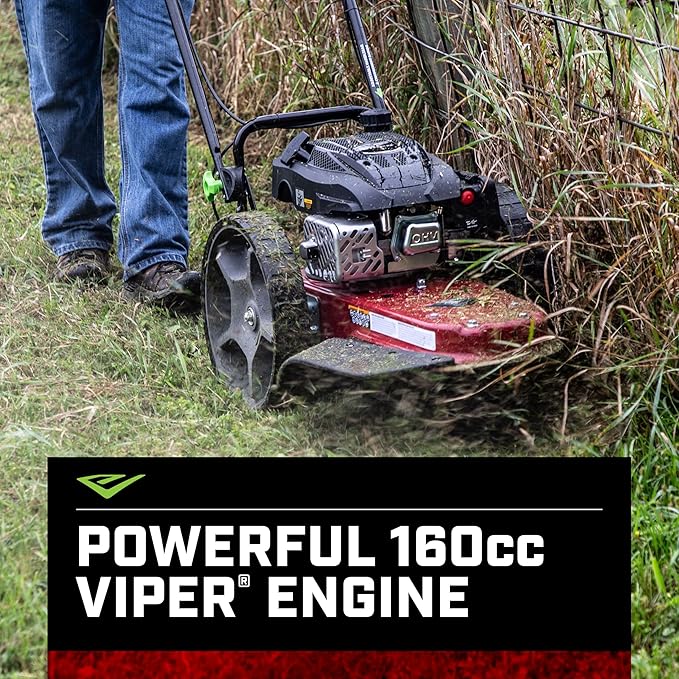 Earthquake Walk Behind String Mower With 160cc Viper 4-Cycle Engine, 22” Cutting Diameter, 14” Never-Go-Flat Wheels, Easy Assembly, Adjustable Handlebar, 40314