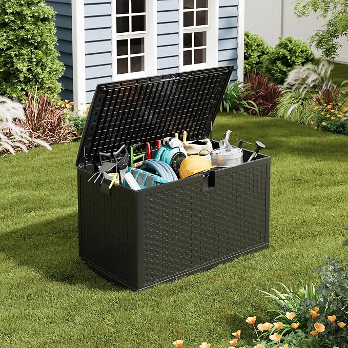 120 Gallon Resin Deck Box-Organization and Storage for Patio Cushions, Throw Pillows and Garden Tools