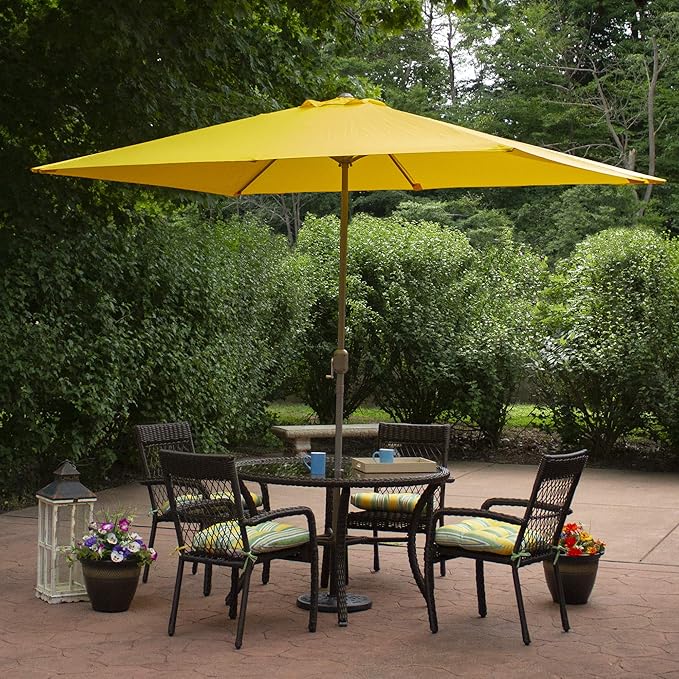 Northlight 10ft x 6.5ft Outdoor Patio Market Umbrella with Hand Crank, Yellow