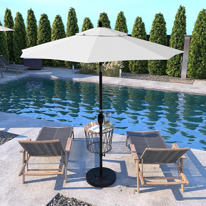 California Umbrella 7.5' Round Aluminum Market Umbrella, Crank Lift, Push Button Tilt