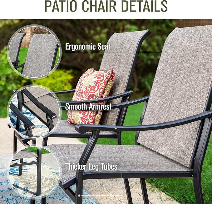 Sophia & William Patio Dining Set for 8, Quick Dry Textilene Chairs and Expandable Wood-Like Table for 6-8, Durable All-Weather Patio Furniture for Lawn, Park, and Courtyard Support 350lbs