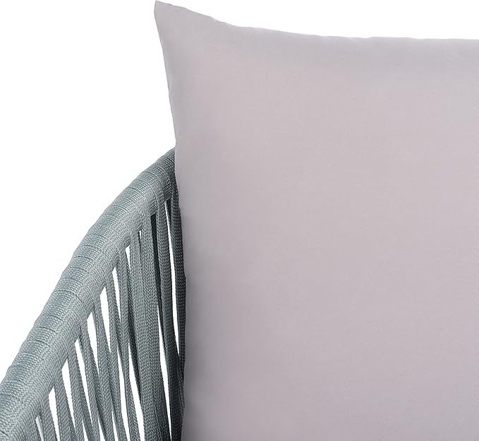 Safavieh Outdoor Collection Jorda Wicker Cushion 4-Piece Rope Patio Backyard Living Set PAT7518C, Grey/Grey