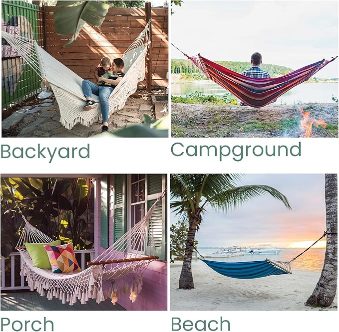 Northlight 74" White Lattice Macrame Rope Hammock with Wooden Bars