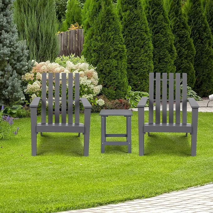 Tangkula Square Outdoor Side Table, Adirondack Table, Outdoor Indoor Chairside End Tables, Weather Resistant, Patio Side Table for Lawn Garden Balcony Backyard Living Room (2, Grey-Square)