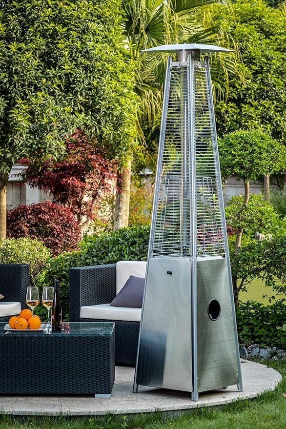 Legacy Heating Quartz Galss Tube Patio Heater, Visual Flame Heater 40000BTU (Stainless Steel)