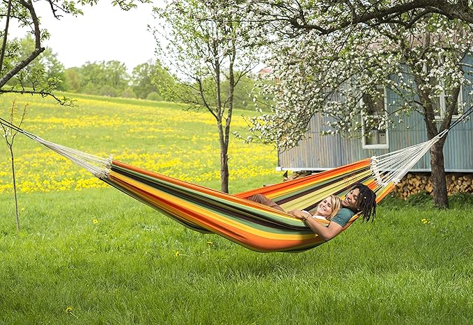 BYER OF MAINE Paradiso Hammock, Authentic Brazilian, Esmeralda, Recycled Cotton/Polyester Blend, Double, 142" L x 68" W, Holds up to 400lbs