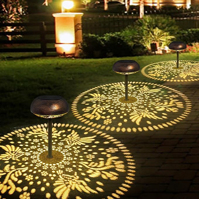 2 Pack Solar Pathway Lights Outdoor, LED Warm White Solar Garden Lights for Garden, Yard, Path, Lawn, Driveway Walkway Decor & Landscape Lighting