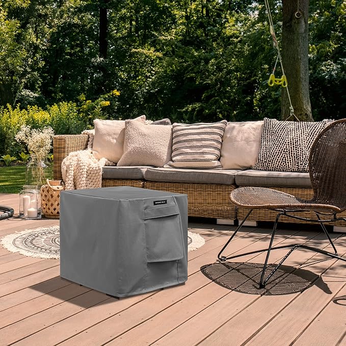 KHOMO GEAR Heavy Duty Outdoor Furniture Cover - Waterproof Square & Rectangular Covers with Air Vents - UV Resistant Polyester Patio Garden Cover - for Ottoman, Tables, Coffee Side Tables and Others