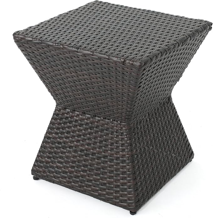 Christopher Knight Home Calhoun Outdoor Wicker 16" Square Side Table, Multibrown