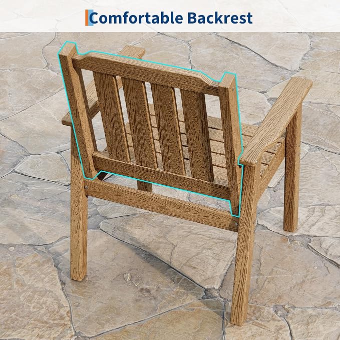 Garvee Outdoor Patio Dining Chairs Set of 4, Outdoor HDPE Garden Dining Chairs, Sturdy Frame, Waterproof, All-Weather for Backyard, Poolside, Porch, Deck, Natural