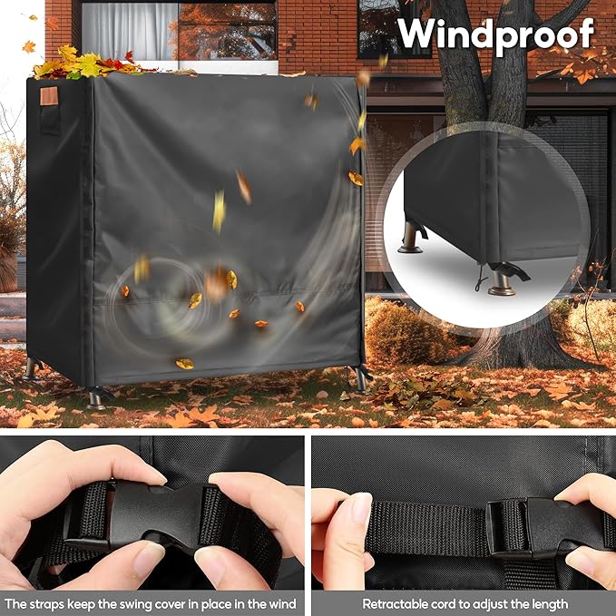 Outdoor Swing Covers for Patio Swing 2 Seater, 65" L x 50" D x 66" H, 2 Seat Swing Cover Waterproof, Porch Patio Swing Canopy Cover, Windproof UV Resistant All Weather Protector - Black
